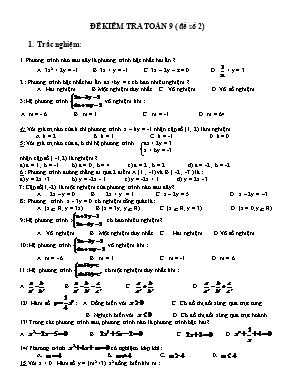 Đề kiểm tra môn Toán Khối 9 - Đề số 2